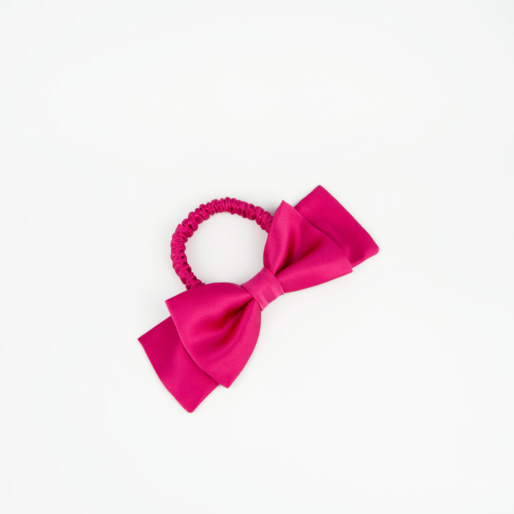 Chouchou nœud papillon cheveux rose fuchsia en soie naturelle pour rehausser votre look