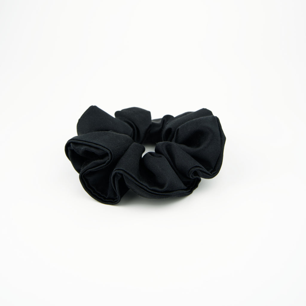 Chouchou en soie naturelle noire, accessoire cheveux chic et intemporel