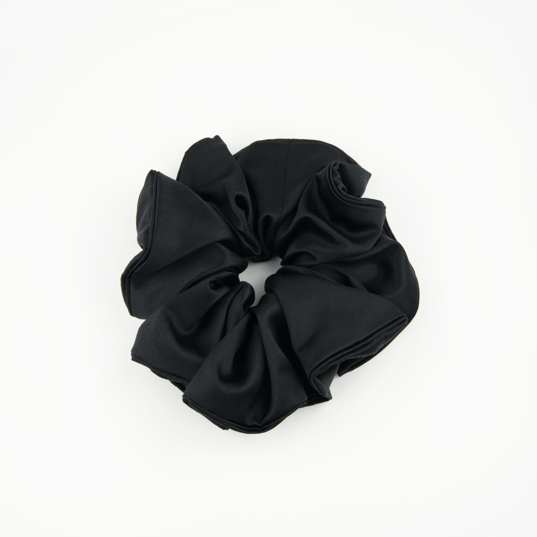 Gros chouchou cheveux XL en soie noire, accessoire mariage luxe fabriqué en France